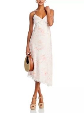 NWT Wayf White & Blush Pink Floral Slip Dress